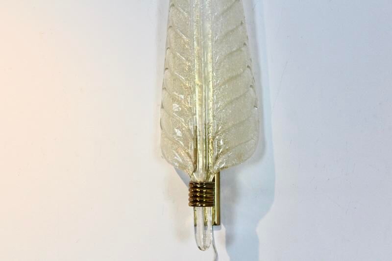 Pair of 24-carat gold flaked glass leaf appliques