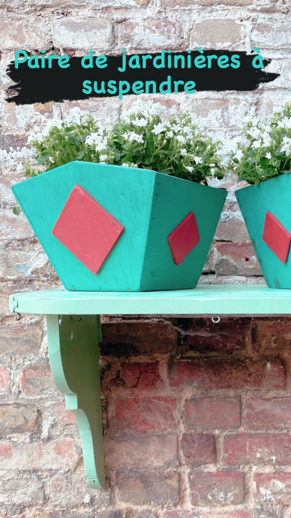 Pair of vintage wooden planters, circa 1950