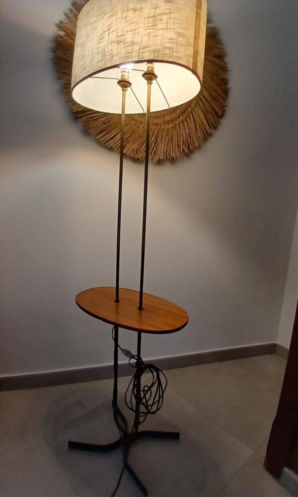 Lampadaire-guéridon moderniste à double fût – Années 50/60