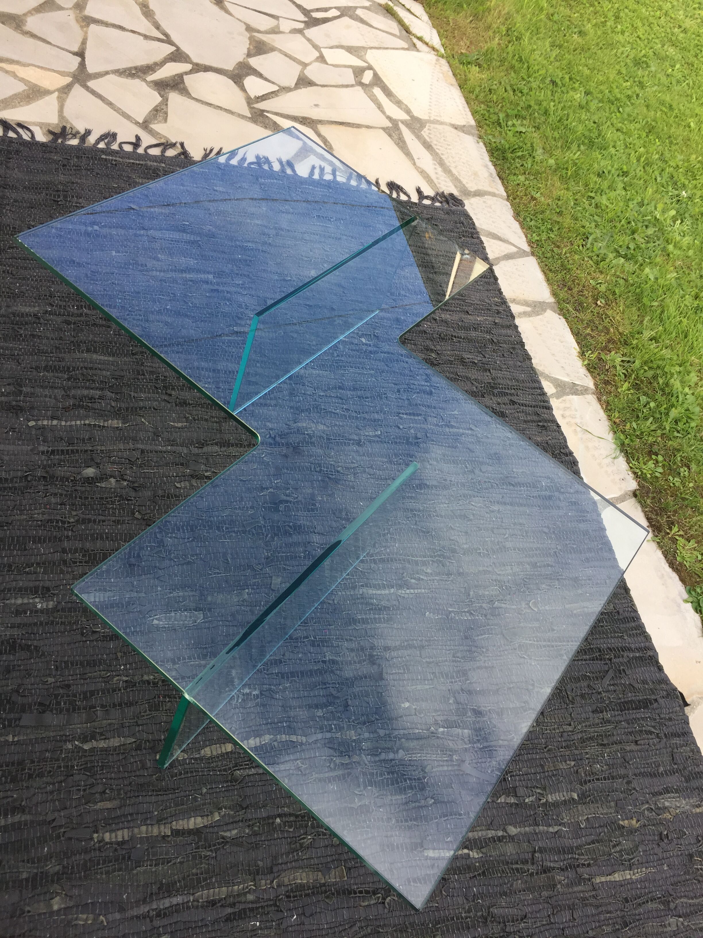 All-glass free-form coffee table