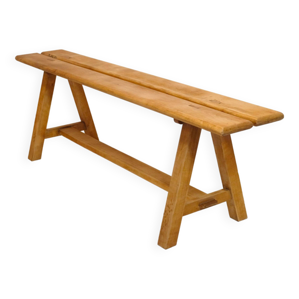 Banc 3 places en bois massif des années 80-90.