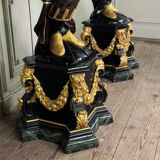 Pair of Moorish vasque holders, lacquered and gilded Venetian sculptures, circa 1880.