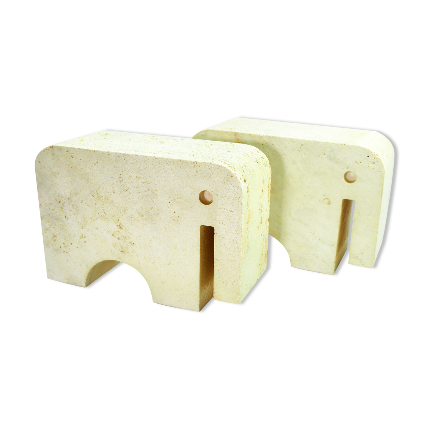 Pair elephant bookends travertine Fratelli Mannelli, 1970s