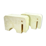Pair elephant bookends travertine Fratelli Mannelli, 1970s
