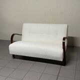 Canapé des années 1940 en bois et tissu bouclé, production italienne