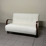1940s Sofa in Wood and Boucle Fabric, Italian Production