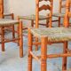 Lot de 5 chaises paillées vintage style espagnol