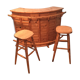 Vintage bar counter with natural wood stools