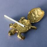 Regency turtle ashtray in brass, Spain, 1980s