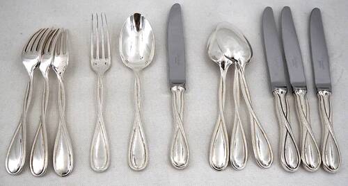 Christofle Galea, lot of 12 dessert pieces, forks, spoons, knives.