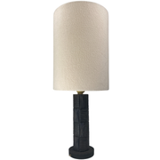 Midcentury brutalist bakelite table lamp, bouclé shade 1960s