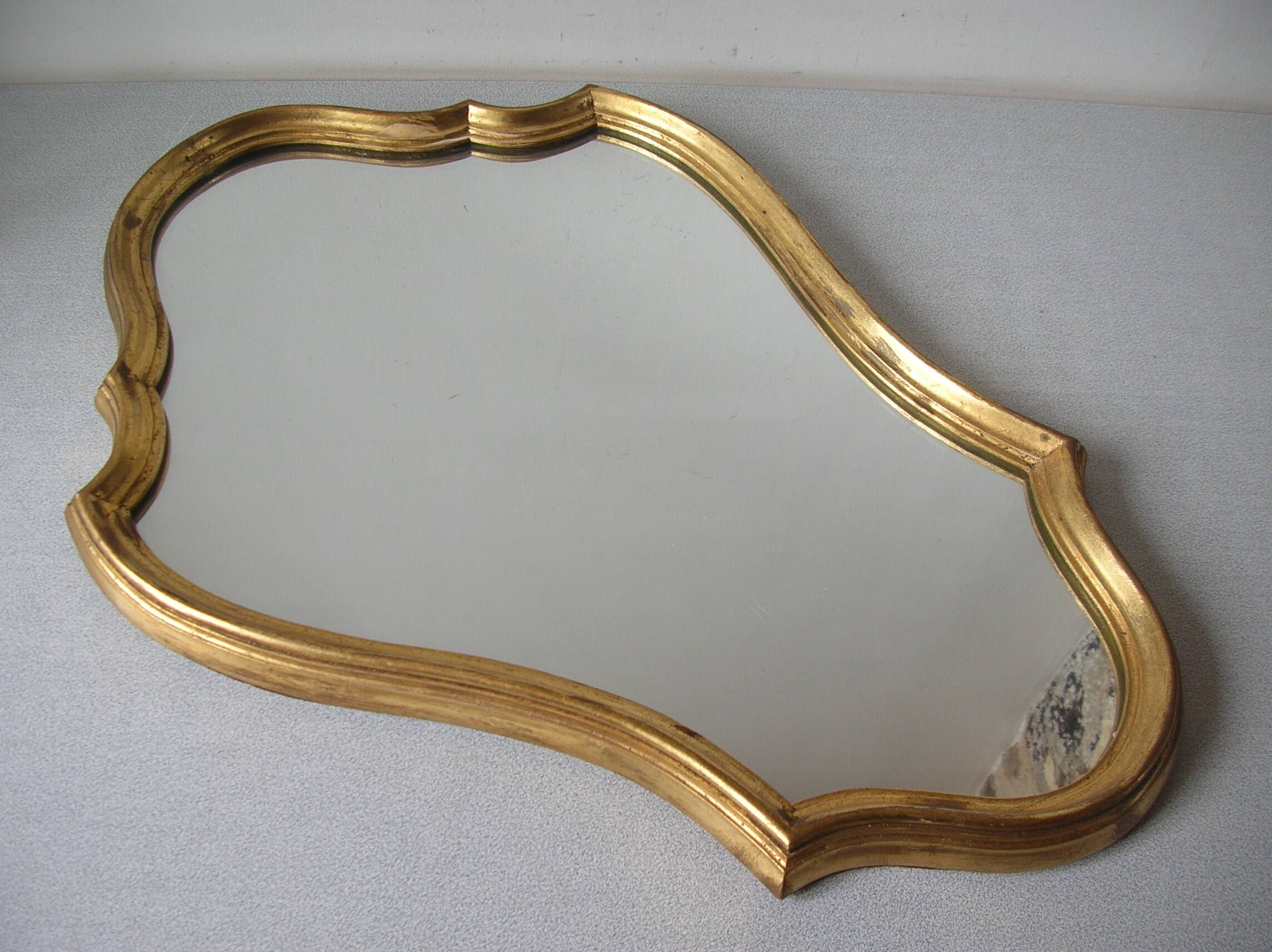 Old mirror glass mirror wooden background gilded wood decoration hall living room