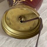 Vintage 1970 red and gold ceramic lamp with oriental decorations.