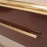 Mid-Century Modern Style Solid Wood and Colored Glass Italian Sideboard