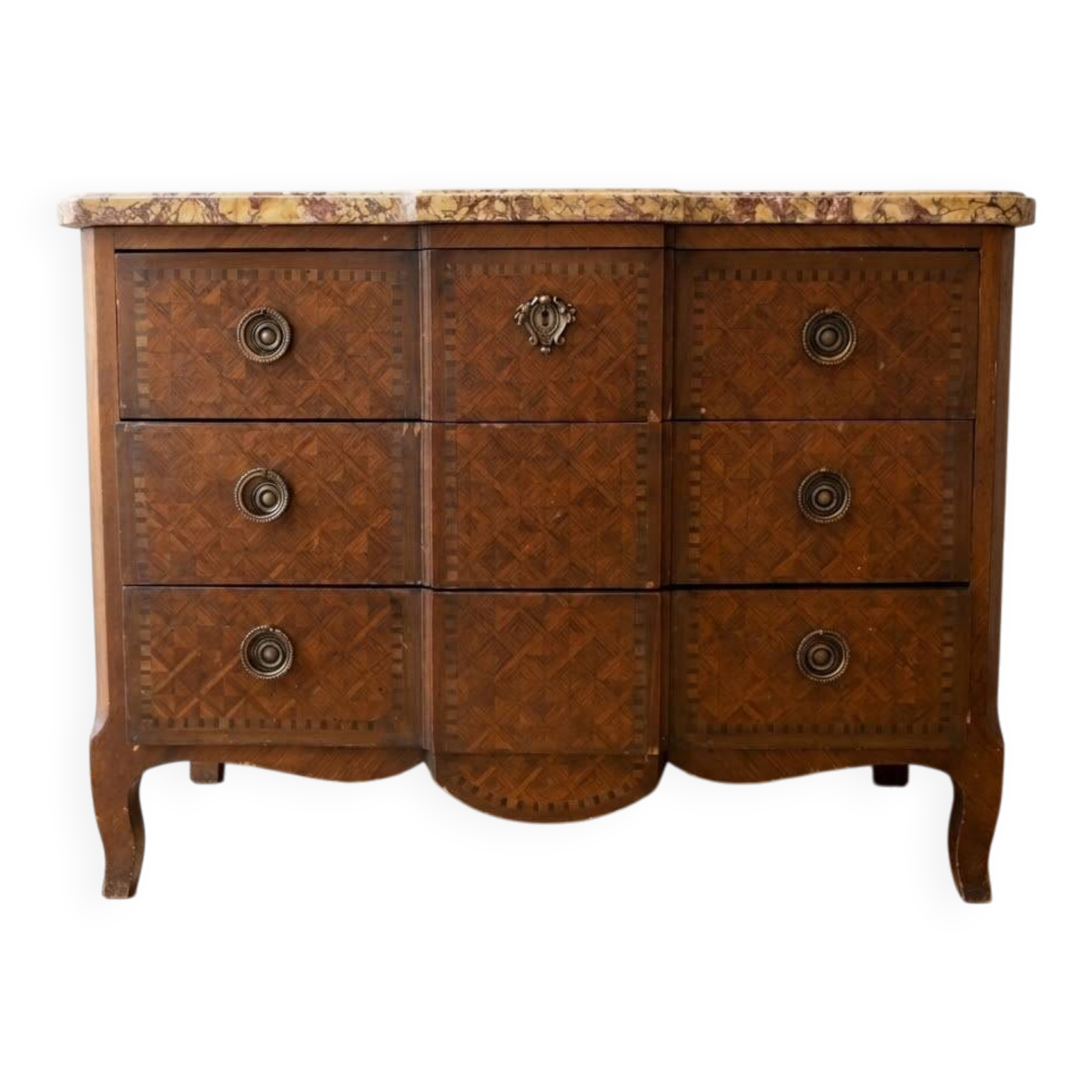 Antique chest of drawers with 3 drawers and marble top.