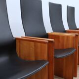 Set of 4 Segesta walnut and black letaher chairs Stildomus 1970s