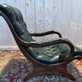 Fauteuil chesterfield cuir vert