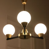 Vintage Italian Metal and Opaline Glass Chandelier