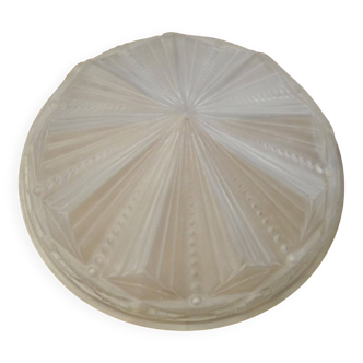 French Vintage Art Deco White Opaque Glass Abstract Platform Light Shade