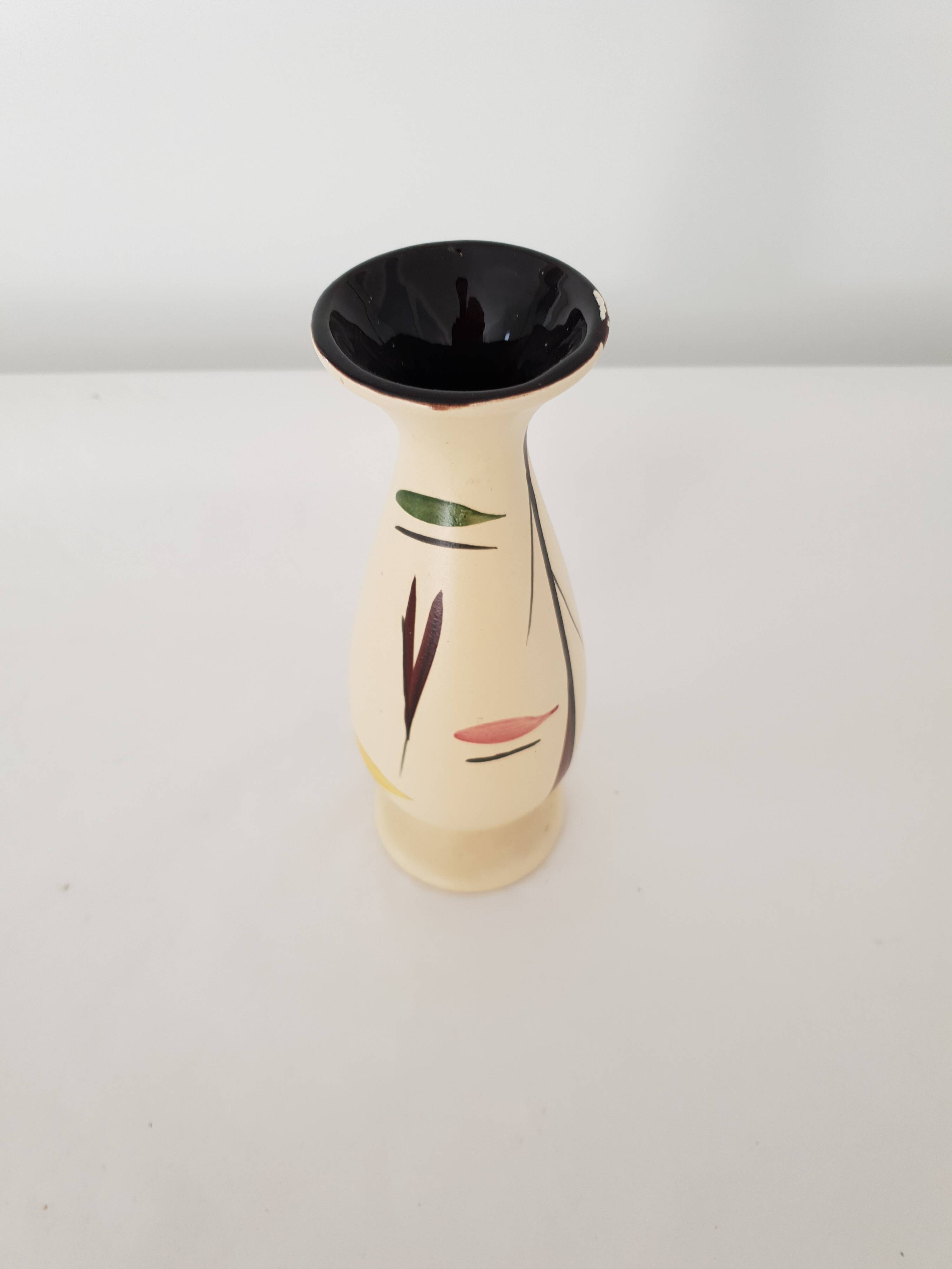 Ceramic vase with geometric shapes decoration signed Martine