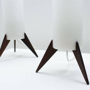 Pair of dark wood & acrylic rocket table lamps by Luxus, Sweden, 1960s