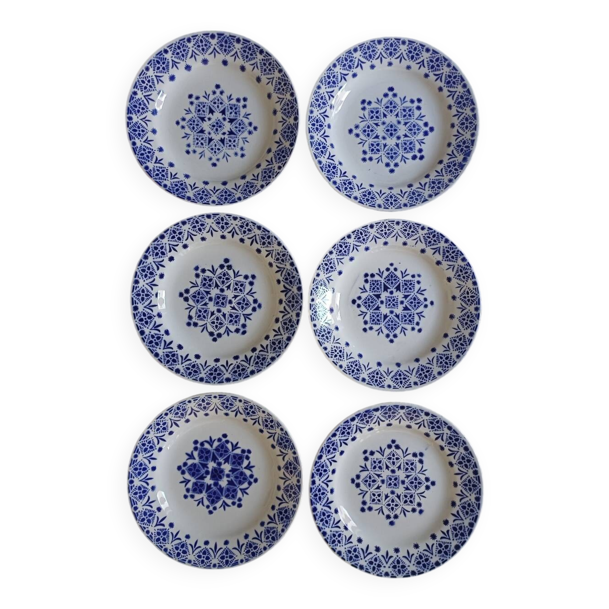 Set of 6 opaque porcelain dinner plates from St Amand