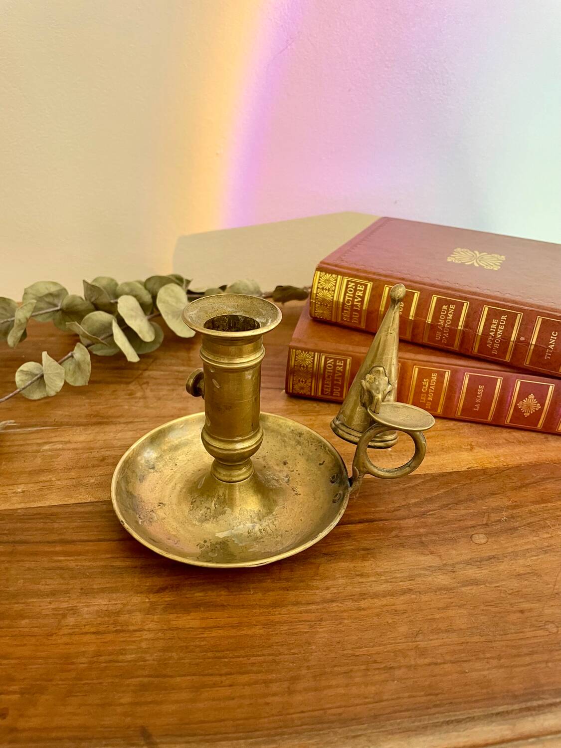 Brass cellar rat candle holder