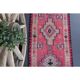 Vintage Turkish Oushak Handmade Wool Cotton Pink Runner Rug 81x337