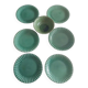 6 green flat plates from Terre è Provence + small salad bowl