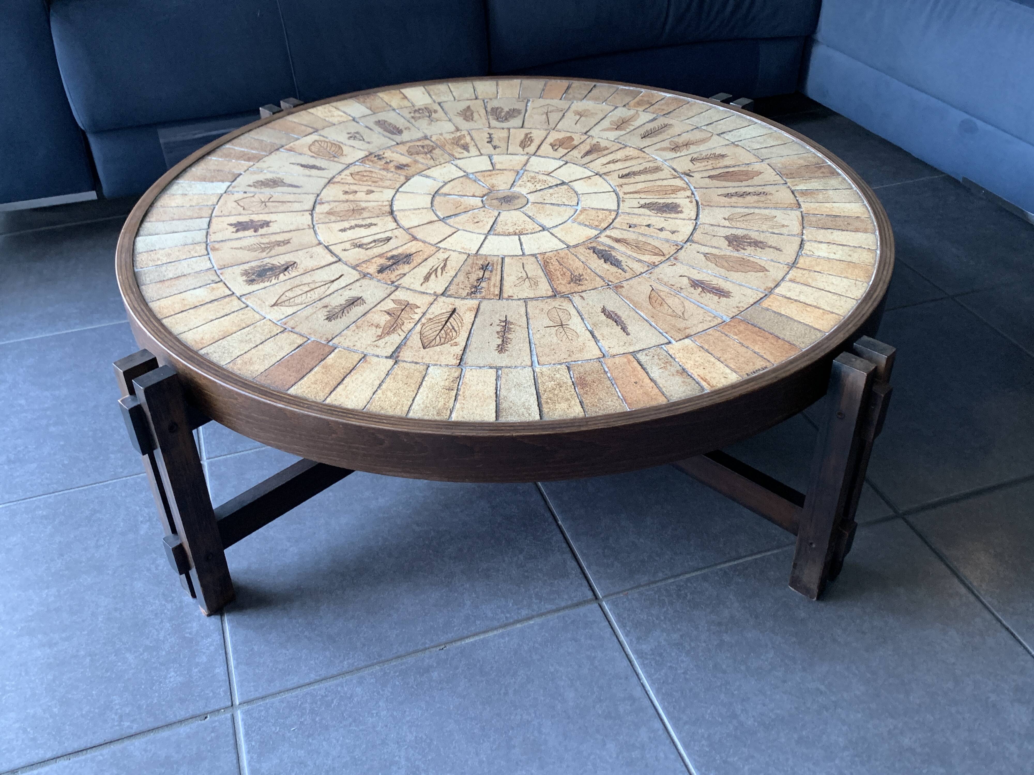Large Herbier model coffee table in ceramic signed Roger Capron, 1960