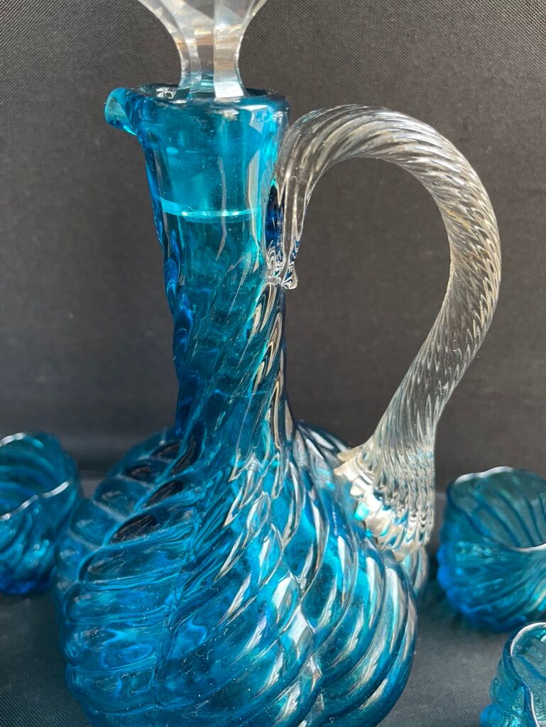 Liquor service in 1/2 blue crystal XIXth