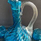 Service à liqueur en ½ cristal bleu XIXème