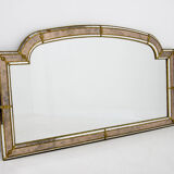 Miroir multi-facettes avec guirlandes en laiton, France, années 1970