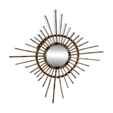 Miroir Soleil en Rotin Artisanale des années 50 France