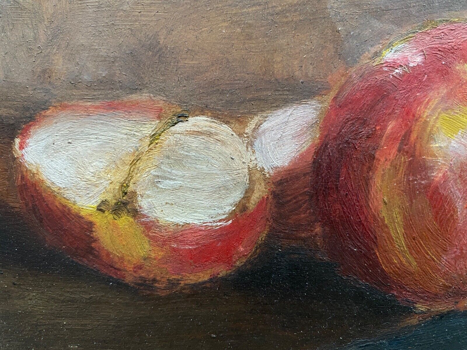 Oil on Isorel signed Still Life with Fruits XXth Natural wood frame