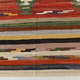 9x12 Kilim Red Green Oversize Vintage Kilim Rug, 275x370Cm
