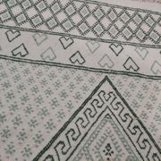 Tapis traditionnel blanc et vert fait main en pure laine