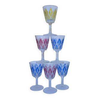6 Arlequin VMC Reims aperitif or liqueur glasses