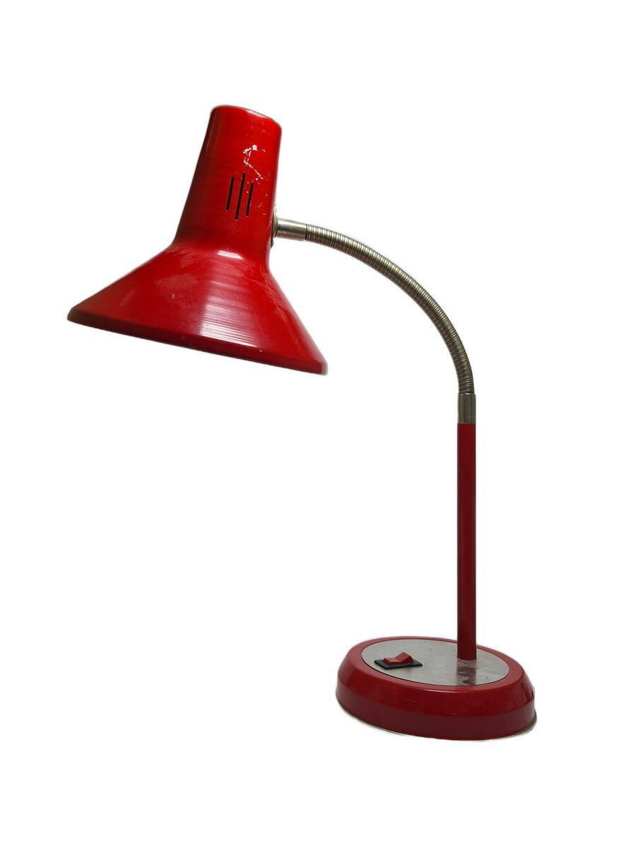 Vintage Polish bedside lamp in glass and metal, 1980s