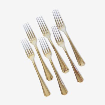 6 Art Deco style Christofle forks in silver metal