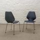 Set of Four Vintage Kitchen Chairs, Night Blue Leatherette with Chrome. 60s