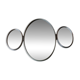Miroir triptyque vintage de coiffeuse années 50 en métal nickelé argen