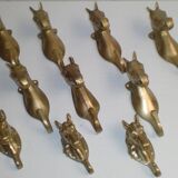 Set of 10 heavy brass horse coat rack wall hooks