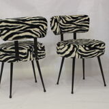Pair of chairs pelfran zebra fur fabric
