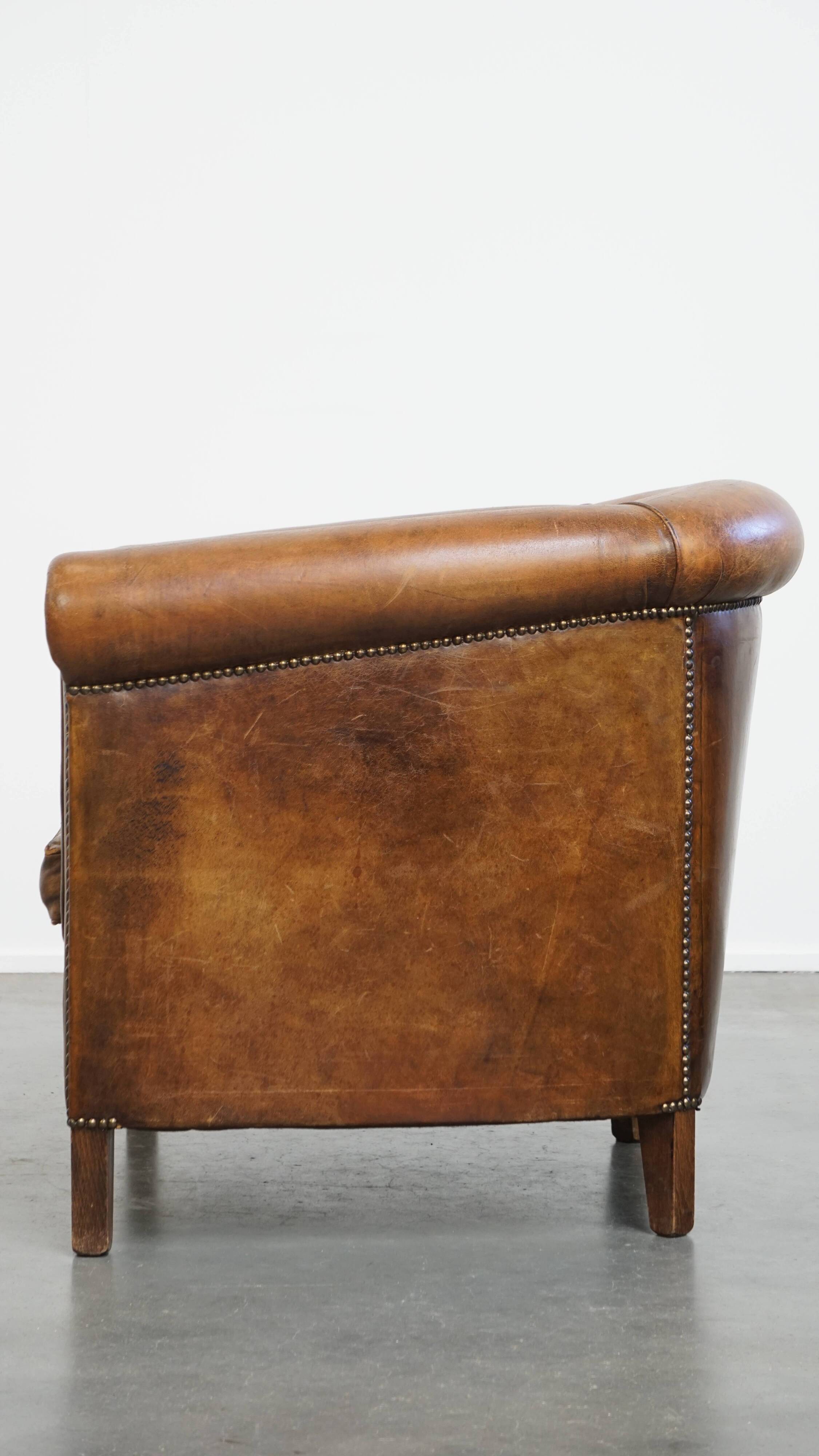 Vintage Sheepskin Leather Club Chair