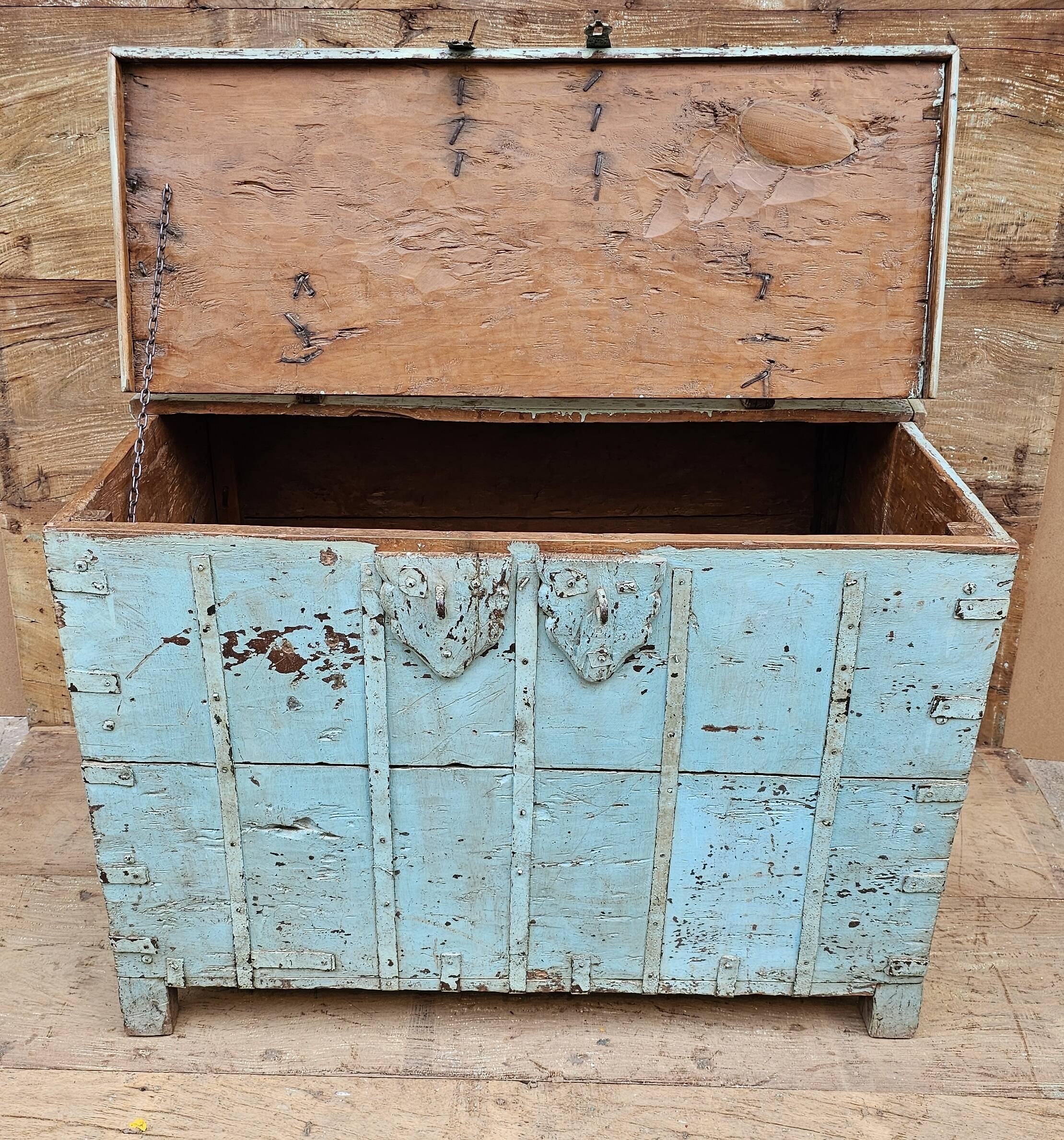 Antique Burmese teak dowry chest