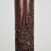 Art Deco Asian Style Carved Wood Floor Lamp, 1930s