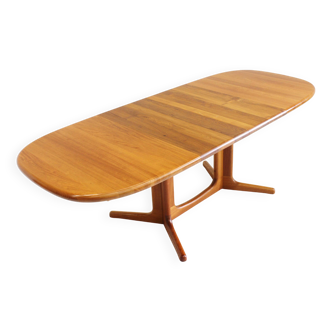 Vintage Glostrup Danish oval extendable dining table solid teak 1960s