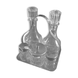 Serviteur complet composé de 5 pièces en verre avec support en inox