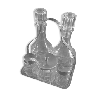 Complete servant consisting of 5 pieces of glass with stainless steel support